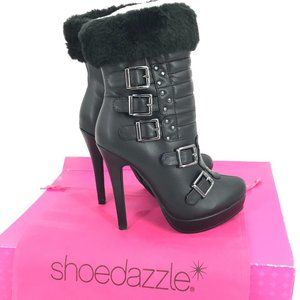 𝅺COPY - SHOE DAZZLE MAE BLACK PLATFORM ANKLE BOOTS SZ 6.5 NEW